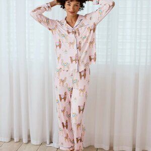 CHELSEA PEERS - Alpaca Print Long Pajama Set NWT